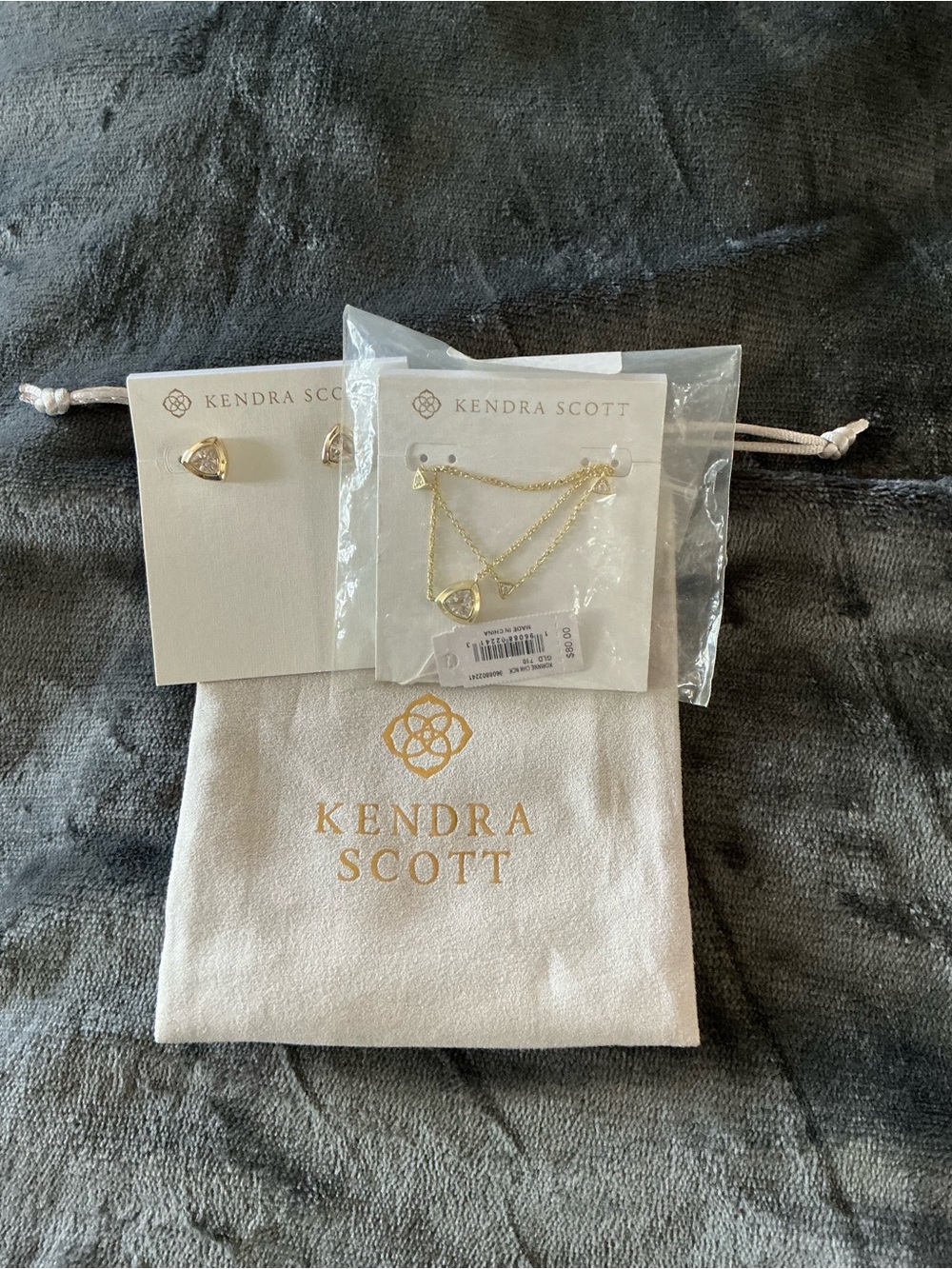 NWT Kendra Scott Arden Triple Strand Necklace and Matching Stud Earrings